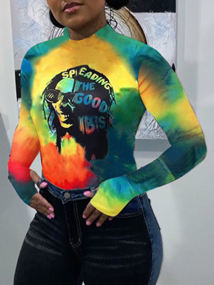 

LW Street Graffiti Print Tie-dye Yellow T-shirt