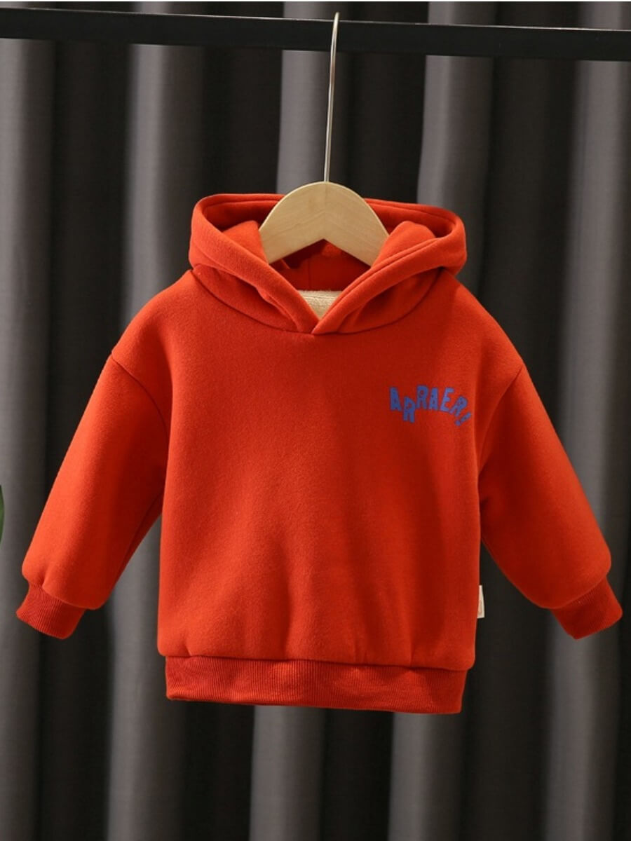 

Lovely Sportswear Hooded Collar Letter Print Orange Red Boy Hoodie