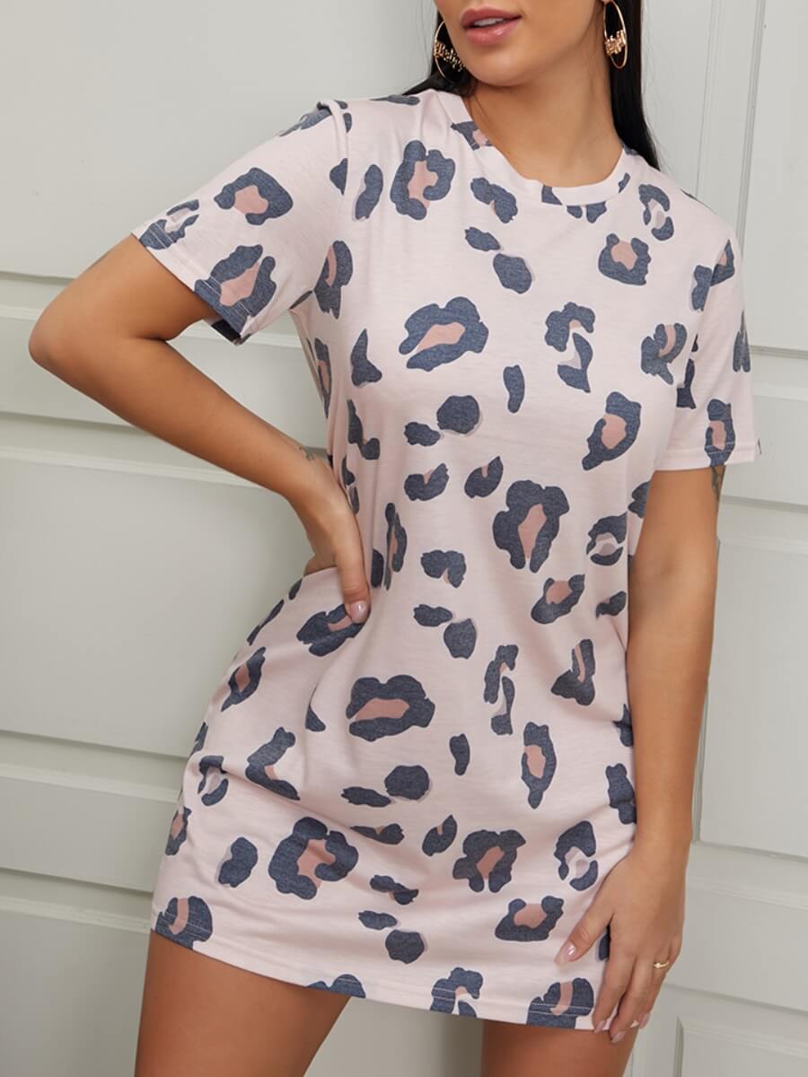 

Lovely Casual Print Light Pink Mini Dress