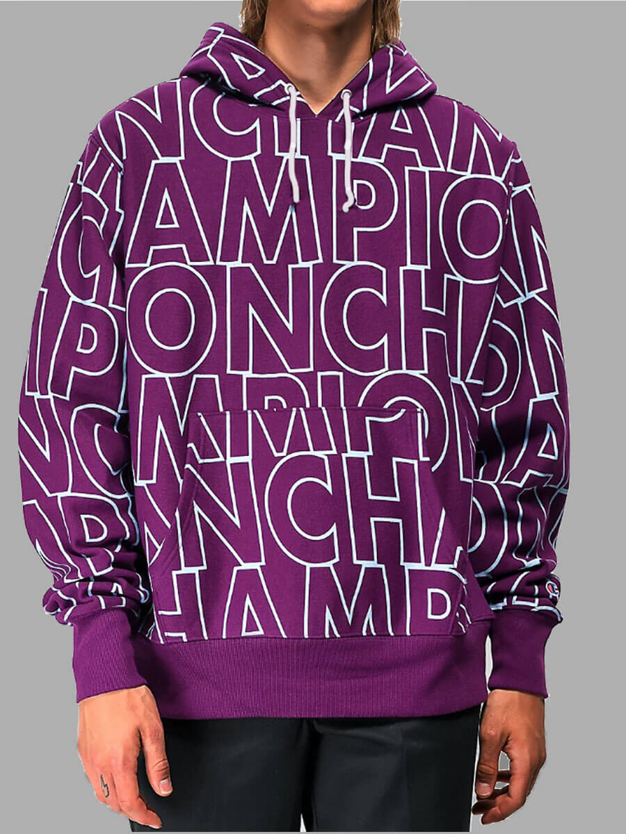 

Lovely Street Hooded Collar Letter Print Purple Men Hoodie