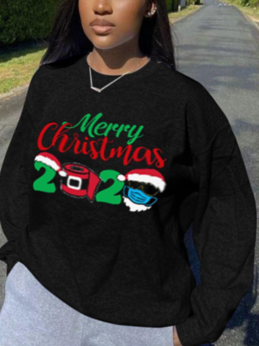 

Lovely Casual O Neck Print Black Hoodie