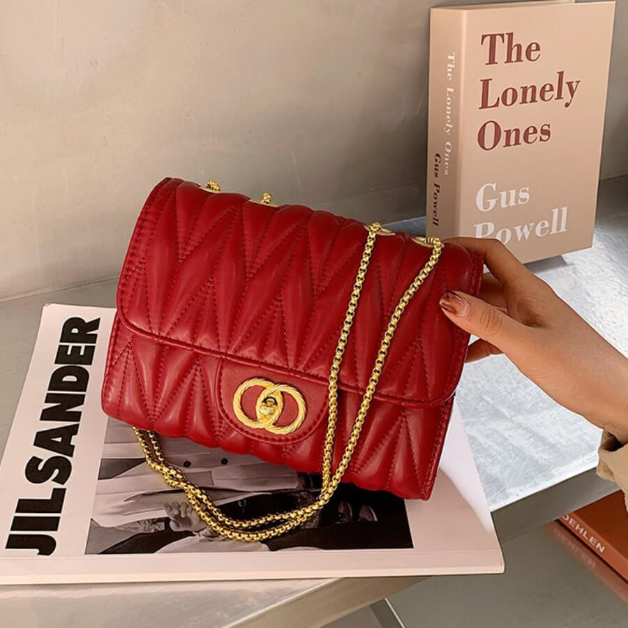 

Lovely Casual Metal Accessories Decoration Red Crossbody Bag