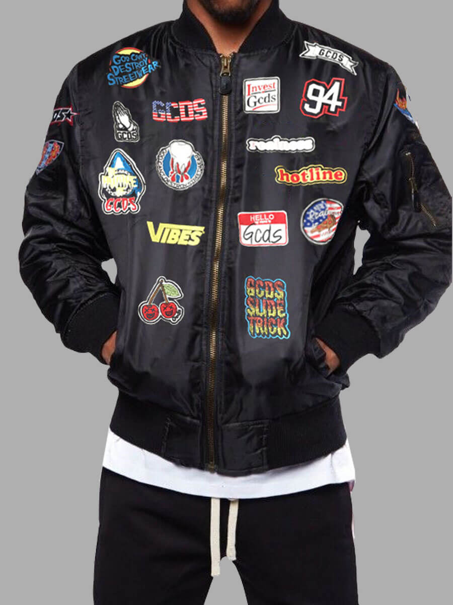 

Lovely Street Letter Print Patchwork Black Men Jacket