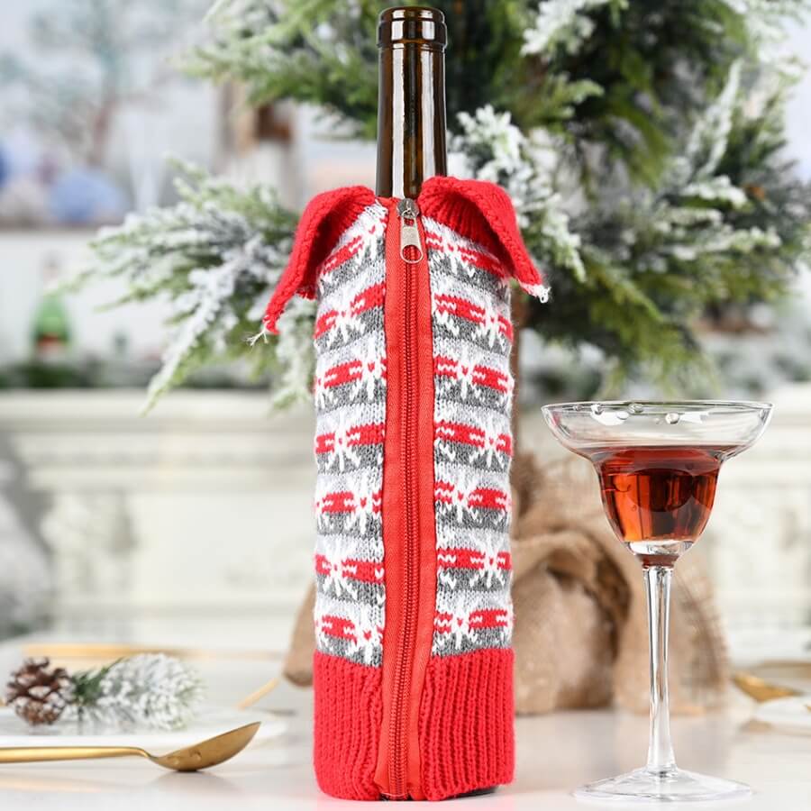 

Lovely Christmas Day Floral Print Patchwork Red Wine Bag, White