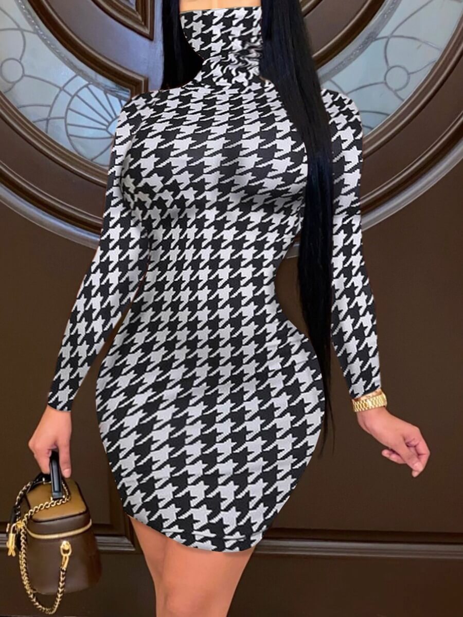 

Lovely Casual Plaid Print Patchwork White Knee Length Dress