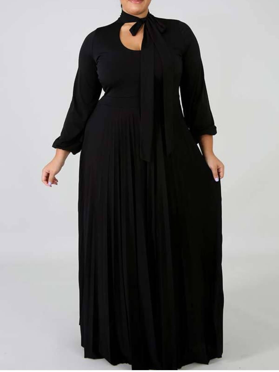 

Lovely Casual Long Hollow-out Black Floor Length A Line Plus Size Dress