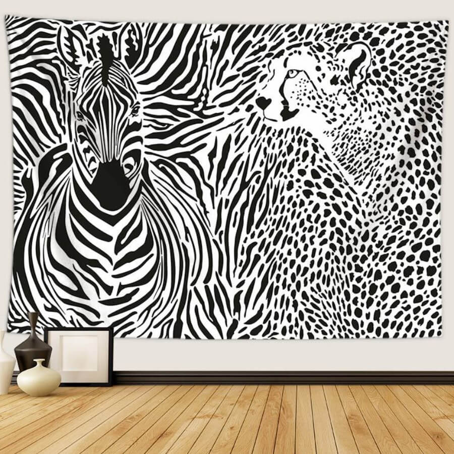 

Lovely Zebra Print Patchwork Black Wall Cloth