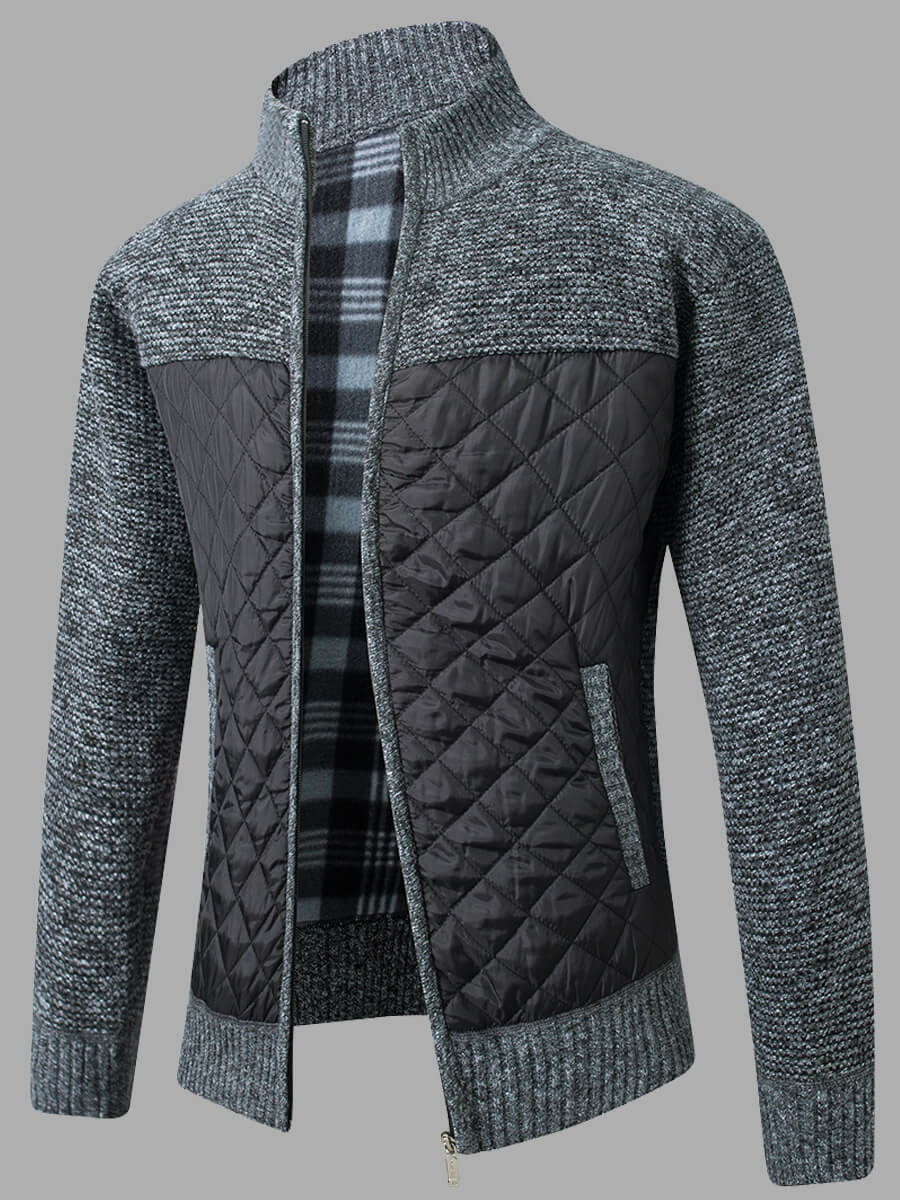 

Lovely Casual Zipper Design Patchwork Dark Grey Men Jacket
