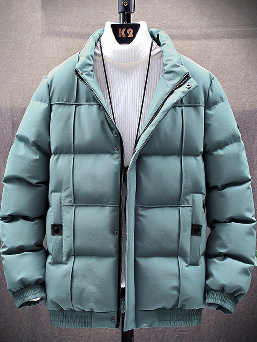 

Lovely Casual Mandarin Collar Zipper Design Green Men Cotton-padded Clothe
