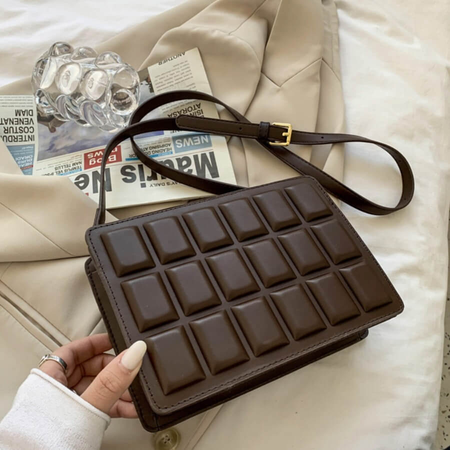 

Lovely Chic Chocolate Bar Brown Crossbody Bag