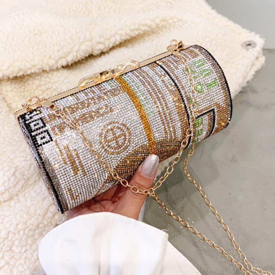 

Lovely Trendy Sequined Patchwork Gold Crossbody Bag