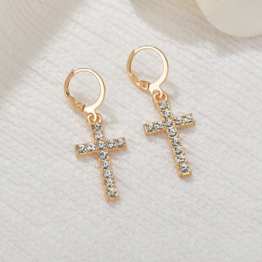 

Lovely Casual Cross Gold Earring