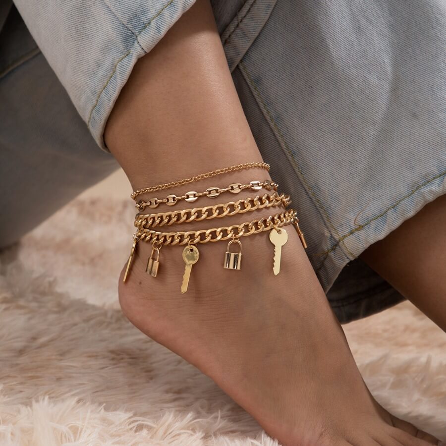 

Lovely Stylish Letter Tassel Gold Body Chain