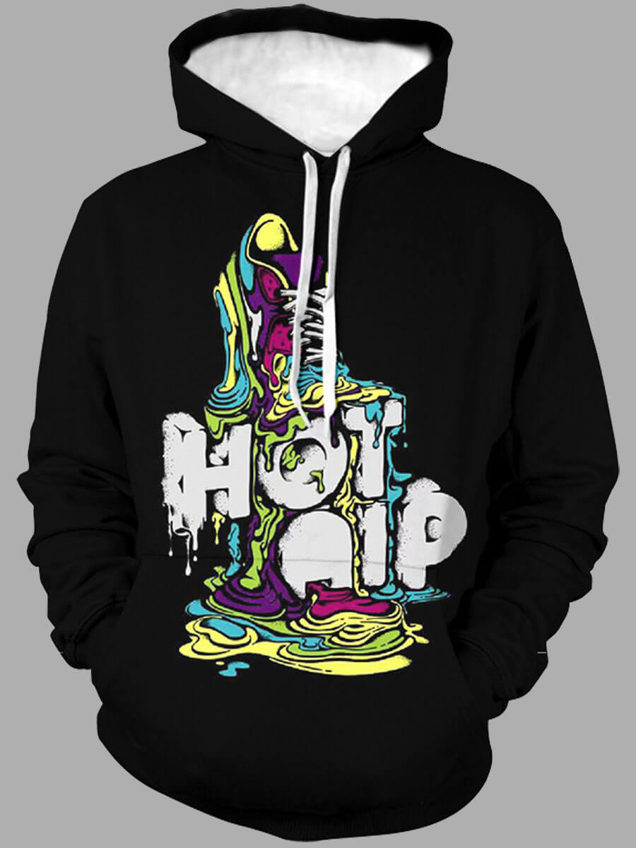 

Lovely Casual Letter Print Patchwork Black Men Hoodie