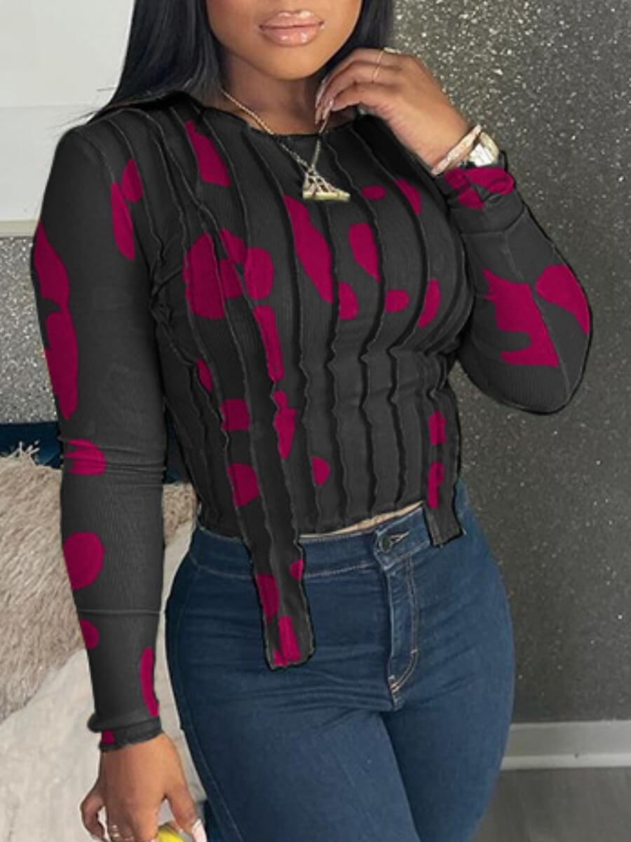 

Lovely Casual O Neck Print Black T-shirt