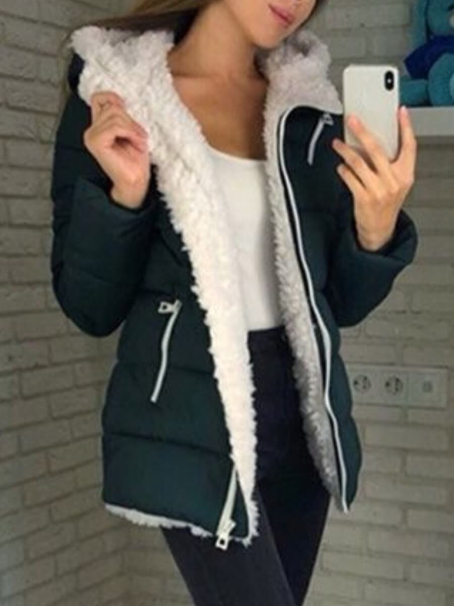 

Lovely Casual Turndown Collar Zipper Design Blue Coat