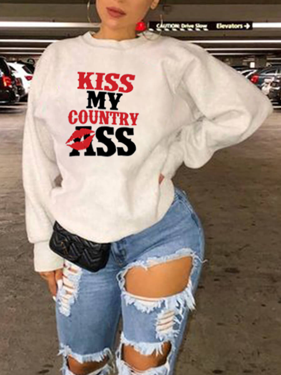 

Lovely Street Letter Print Patchwork White Hoodie