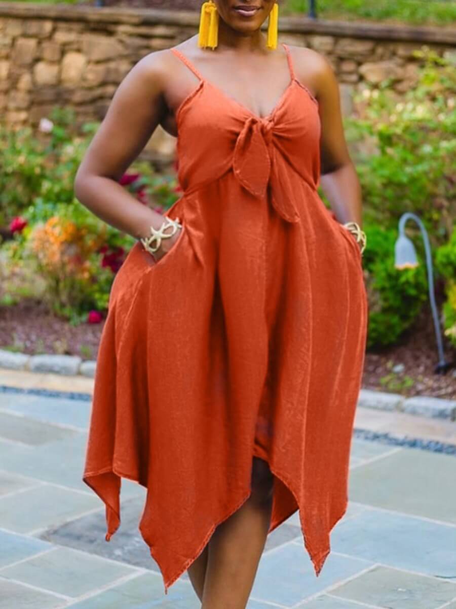 

Lovely Party Bandage Design Asymmetrical Croci Mid Calf Plus Size Dress
