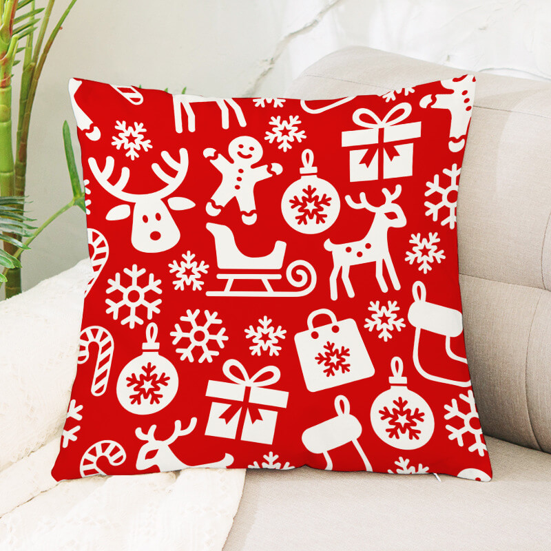 

Lovely Christmas Day Print Red Decorative Pillow Case