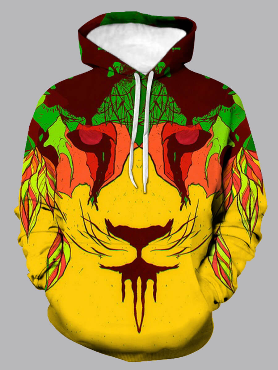 

Lovely Street Graffiti Print Patchwork Yellow Men Hoodie