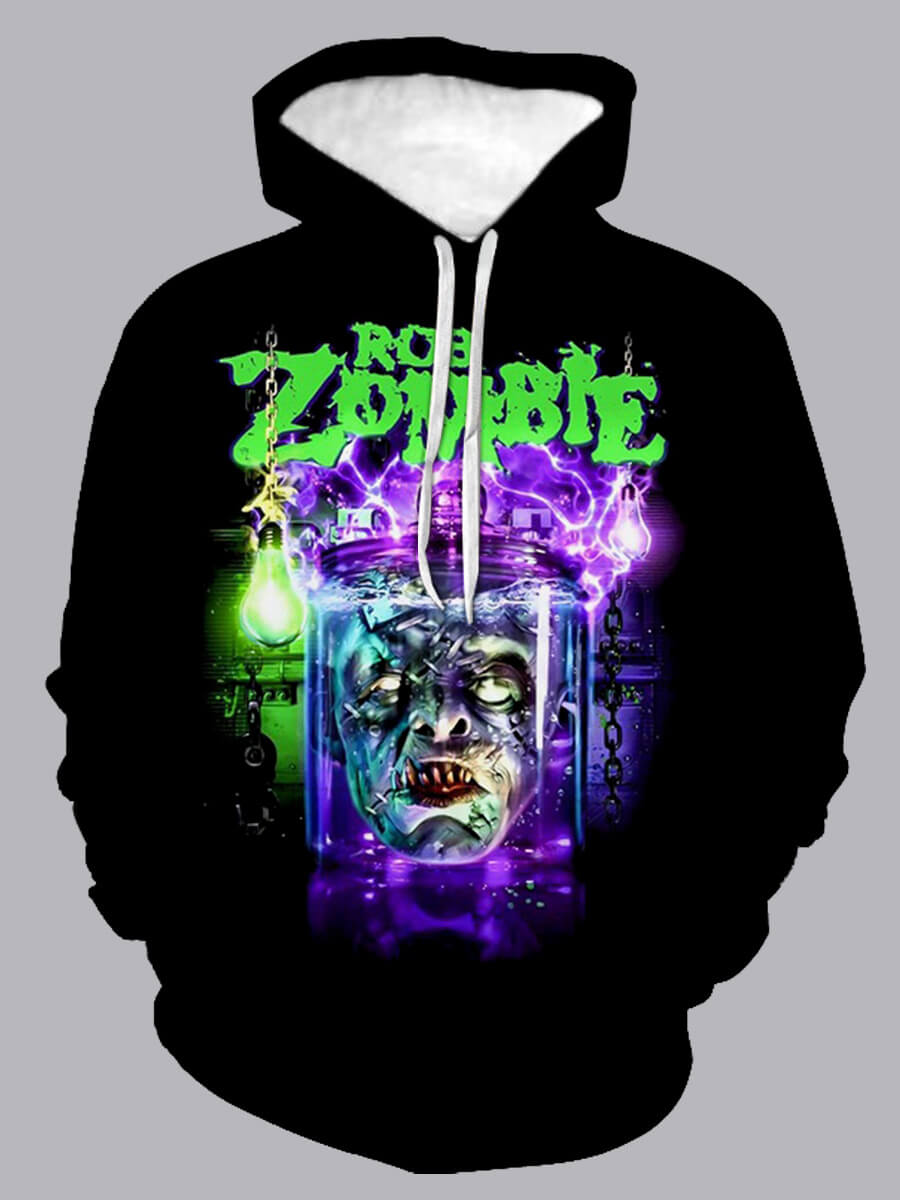 

Lovely Street Graffiti Print Patchwork Black Men Hoodie