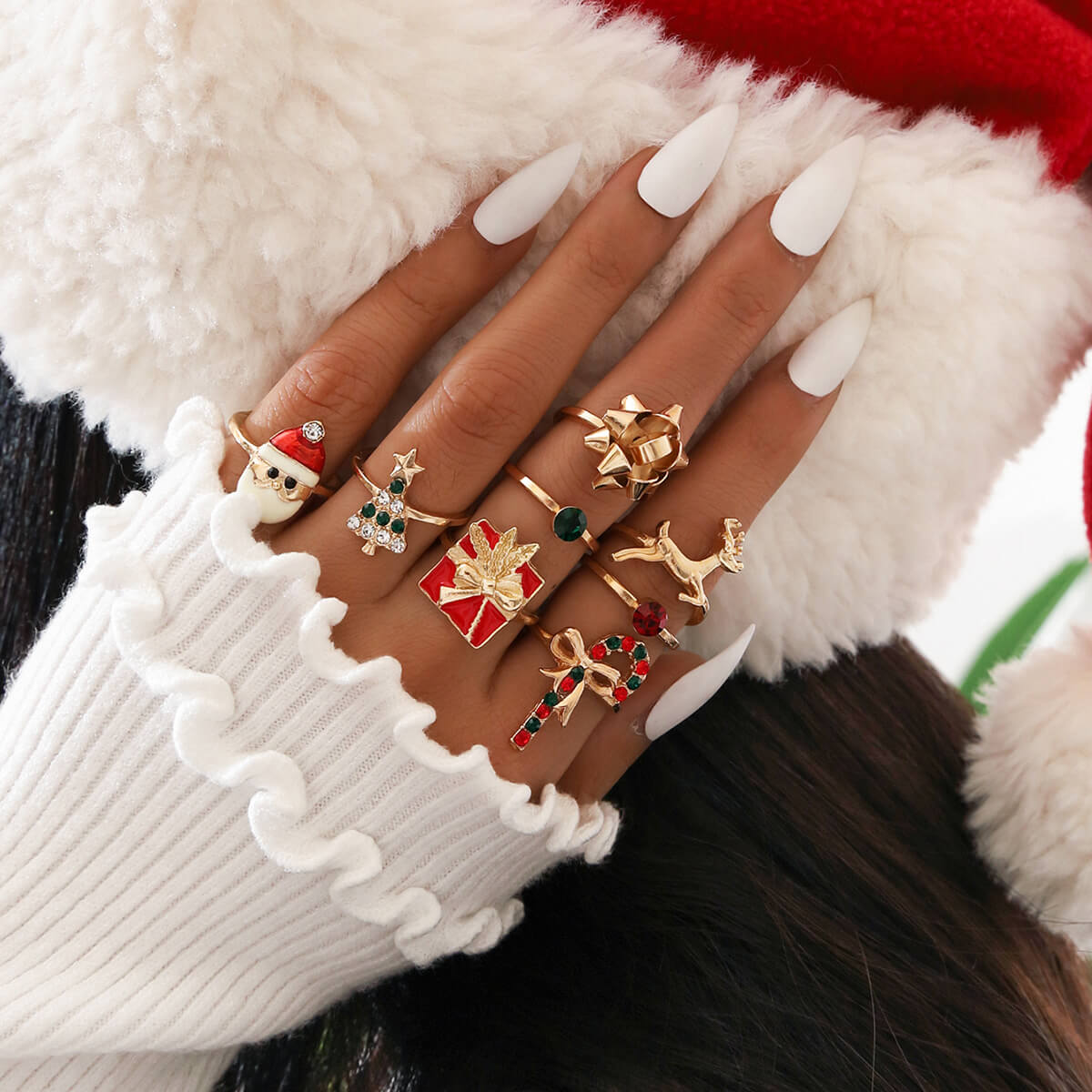 

Lovely Trendy 8-piece Gold Ring