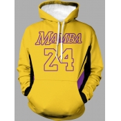Lovely Men Leisure Hooded Collar Letter Print Yell