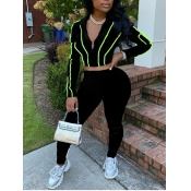 Lovely Casual Hooded Collar Striped Stitching Blac
