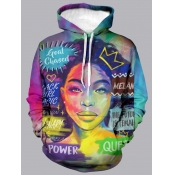 LW Men Casual Hooded Collar Print Multicolor Hoodi