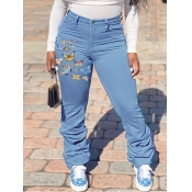 Lovely Stylish Butterfly Print Baby Blue Plus Size