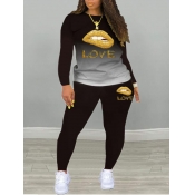 LW Gradient Lip Letter Print Pants Set