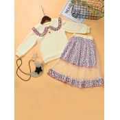 Lovely Sweet Sailor Collar Mesh Patchwork Apricot 