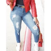 Lovely Street Broken Holes Blue Jeans