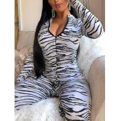 Lovely Stylish Striped Print Skinny White Sleepwea