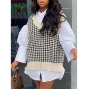 Lovely Street Plaid Patchwork Loose Black Mini Shi