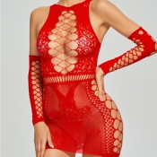 Lovely Sexy Hollow-out Red Babydolls