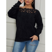 LW Trendy Lace Patchwork Black Sweater