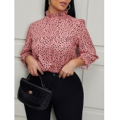 Lovely Sweet Leopard Print Red Blouse