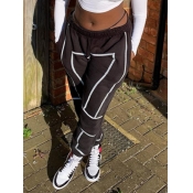 LW Street Striped Patchwork Black Pants