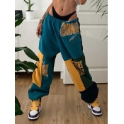 Lovely Street Letter Print Patchwork Multicolor Pa
