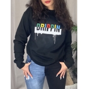 Lovely Casual Letter Print Black Hoodie