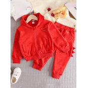 Lovely Sportswear Butterfly Zipper Design Red Girl