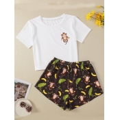 Lovely Sweet Christmas Day Cartoon Print White Sle