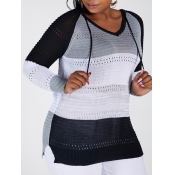 Lovely Casual Hollow-out Patchwork Black Plus Size