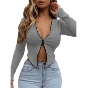 LW Zipper Design Asymmetrical T-shirt