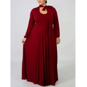 Lovely Casual Long Hollow-out Wine Red Floor Lengt