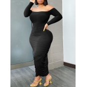 Lovely Stylish Dew Shoulder Fold Design Black Ankl