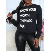 LW Round Neck Letter Print Hoodie