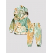Lovely Casual Hooded Collar Tie Dye Olive Boy Two 