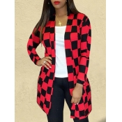 Lovely Casual Color-lump Patchwork Red Coat
